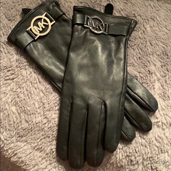 Michael Kors Black Leather Gloves - Picture 1 of 6